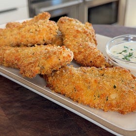 Crispy Baked Chicken Tenders with Creamy Lemon Parmesan Sauce