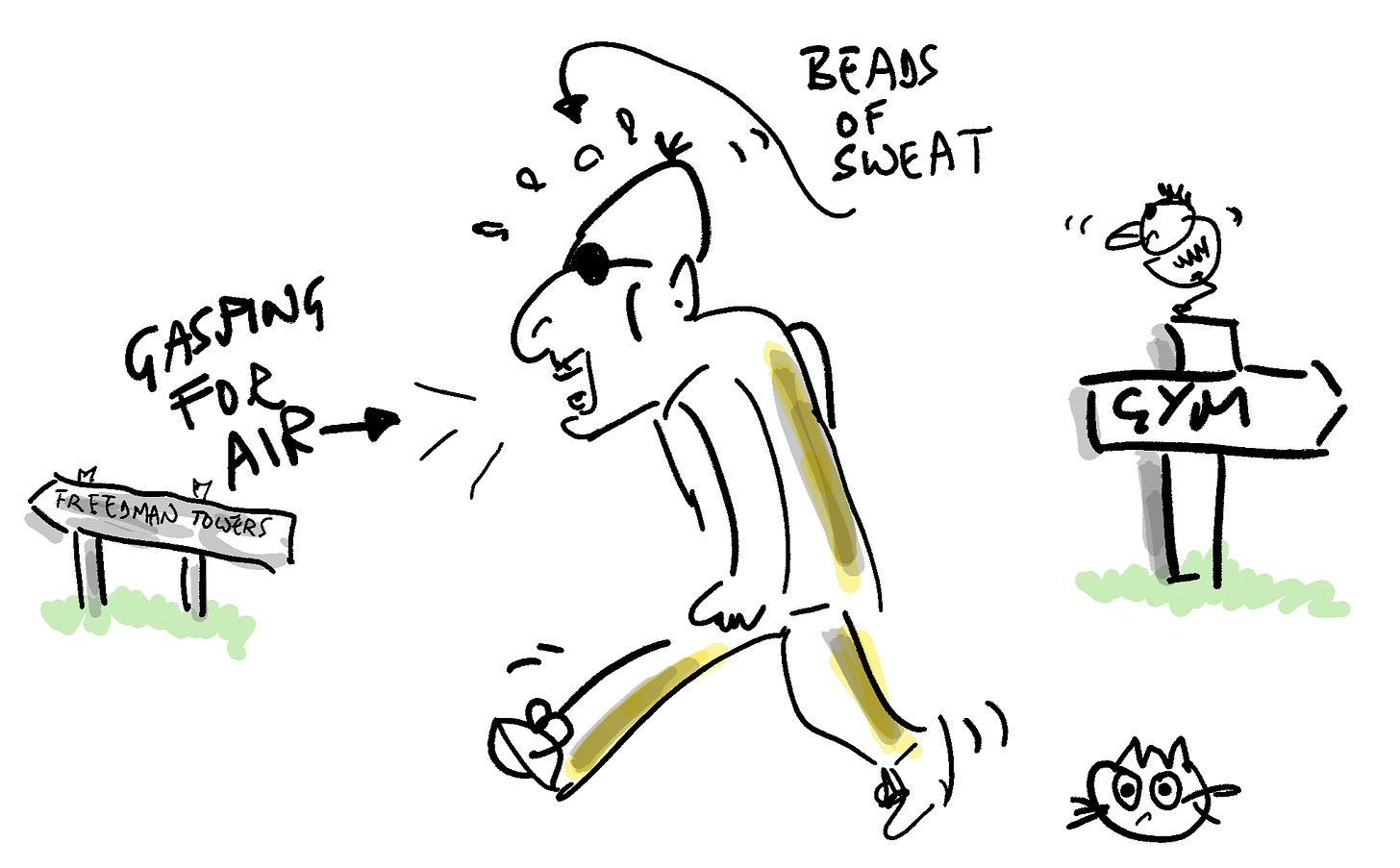 Terry traipsing home from the gym, by Terry