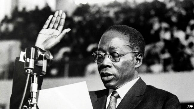 FILE — Senegal's first President Leopold Sedar Senghor takes the oath of office during his inauguration ceremony held in Dakar, Dec 09, 1963