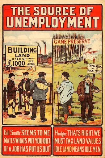 r/georgism - Campaign posters by the United Committee for the Taxation of Land Values (early 1910s)