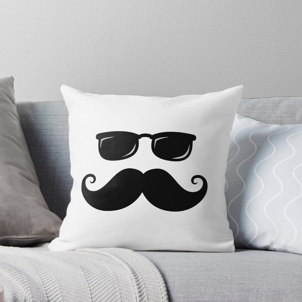 Mustache and sunshades" Pillow for Sale by Mhea | Redbubble