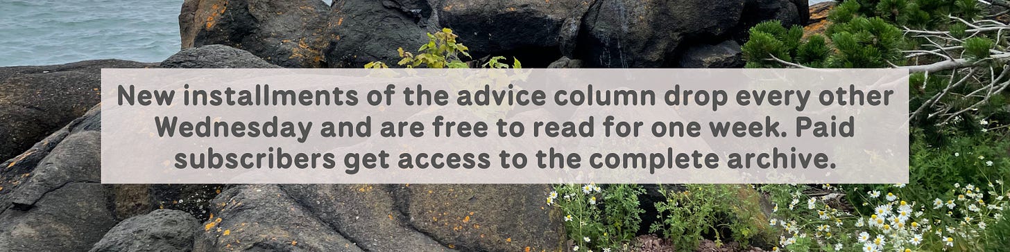 New installments of the advice column drop every other Wednesday and are free to read for one week. Paid subscribers get access to the complete archive.