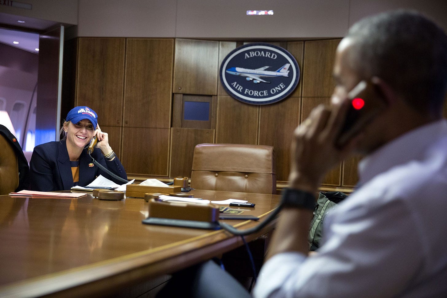 November 3, 2016: Aboard Air Force One, President Obama, alongside Deputy Chief of Staff Anita Decker Breckenridge, calls Chicago Cubs manager Joe Maddon to congratulate the team on their World Series victory. November 3, 2016: Aboard Air Force One, President Obama, alongside Deputy Chief of Staff Anita Decker Breckenridge, calls Chicago Cubs manager Joe Maddon to congratulate the team on their World Series victory.