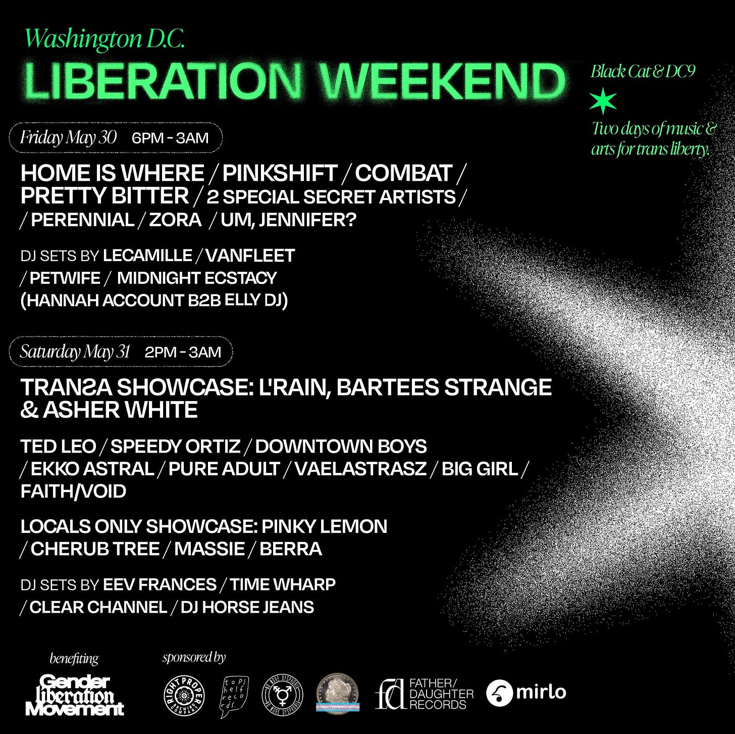 Liberation Weekend festival lineup. Go to the link though for better/more info!