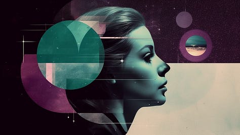 Midjourney AI-generated images of minimalist retro sci-fi art collages