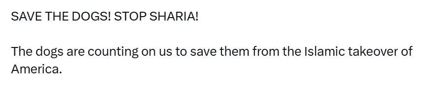 "SAVE THE DOGS! STOP SHARIA! The dogs are counting on us to save them from the Islamic takeover of America."