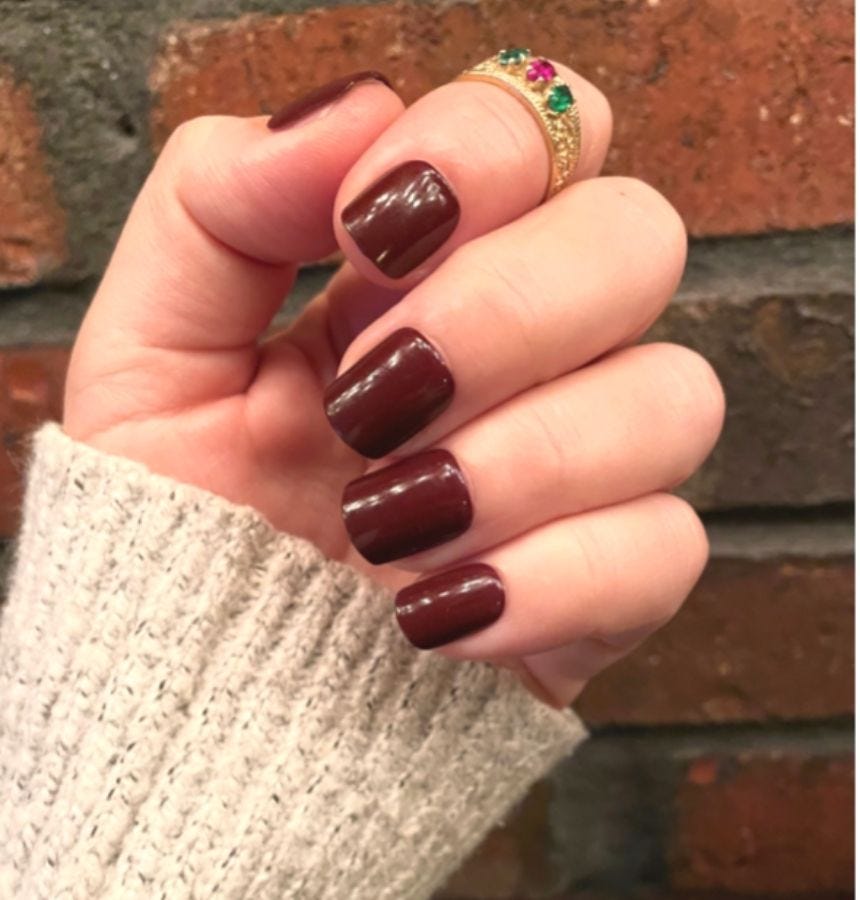 Close-up photo of author's manicure