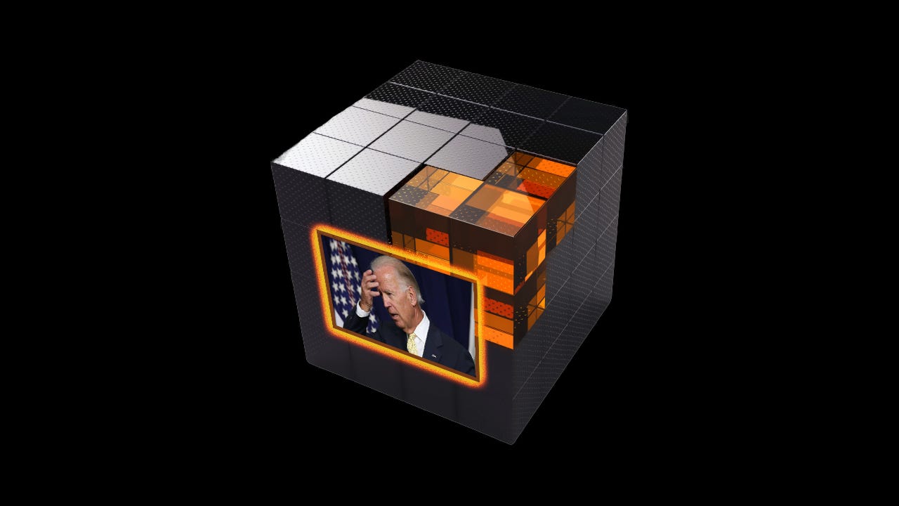 "Huh? What did you say? What the hell's a dough brogan? Jen, bring me a pudding cup. Double fudge!" - Joe Biden's AI Cube "Huh? What did you say? What the hell's a dough brogan? Jen, bring me a pudding cup. Double fudge!" - Joe Biden's AI Cube