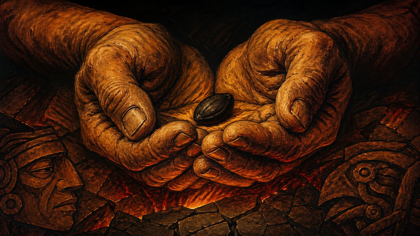 Mural art of calloused hands holding a seed in firelight — the daily choice at the heart of how to fix a marriage