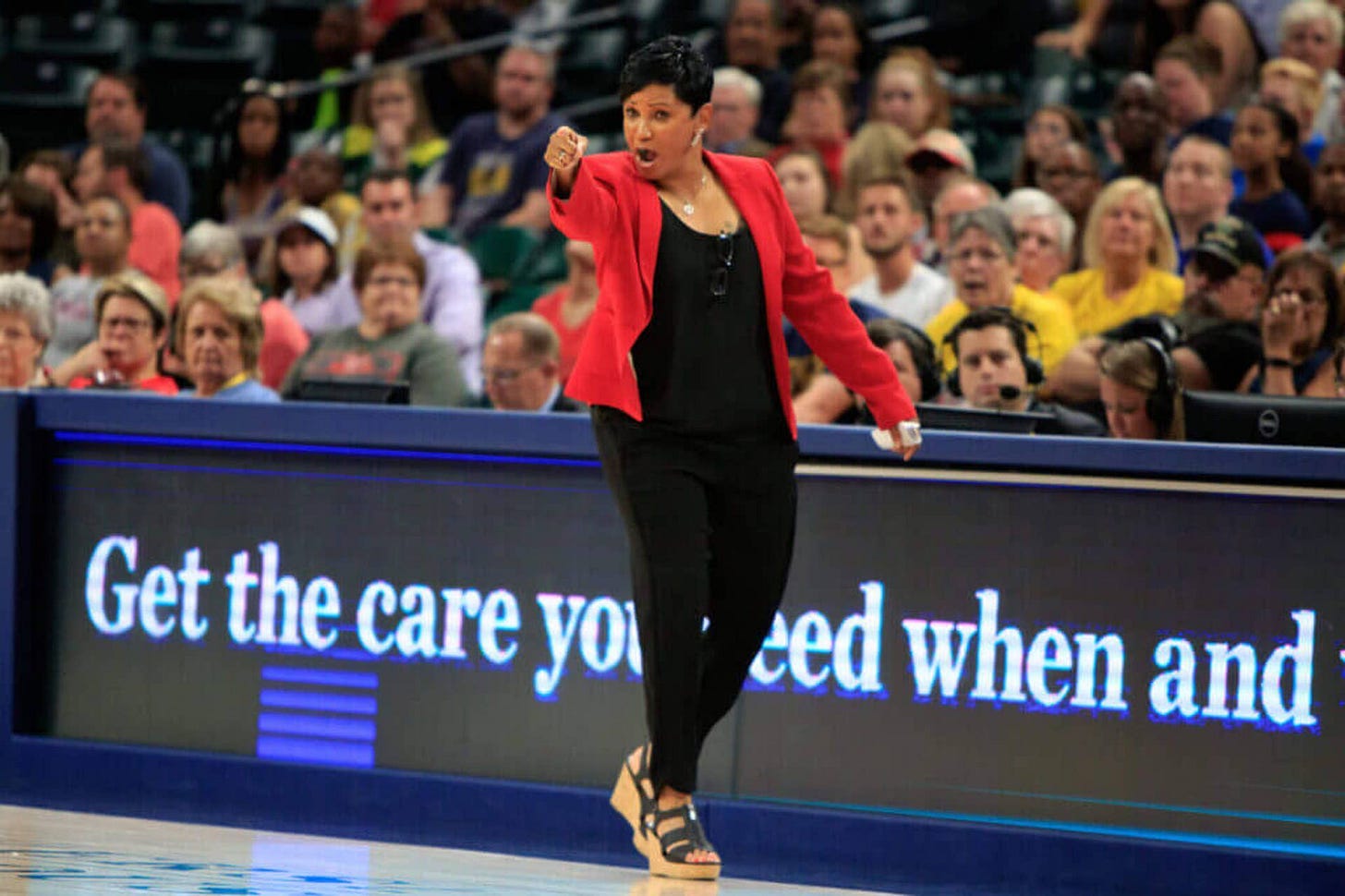 INDIANAPOLIS, IN JULY 24: Head Coach Pokey Chatman give direction to her team against the Seattle Storm on July 24, 2018 at Bankers Life Fieldhouse in Indianapolis, Indiana. (Photo by Justin Casterline/Getty Images) INDIANAPOLIS, IN JULY 24: Head Coach Pokey Chatman give direction to her team against the Seattle Storm on July 24, 2018 at Bankers Life Fieldhouse in Indianapolis, Indiana. (Photo by Justin Casterline/Getty Images)