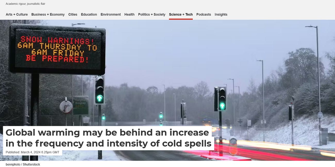 Global Warming Has Now Passed The 1.5C 'Catastrophic' Threshold . . . . . And It's Making Cold Weather Worse!
