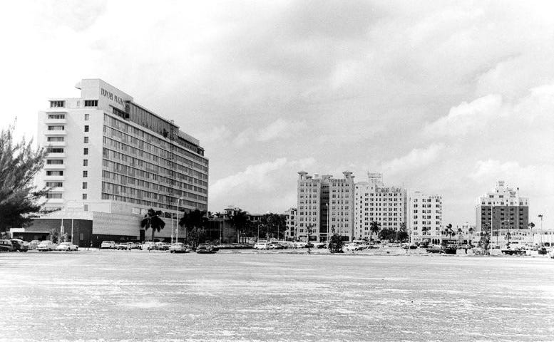 Figure 5: Dupont Plaza in 1958 from the footprint of the former Royal Palm Hotel. Courtesy of Florida State Archives.