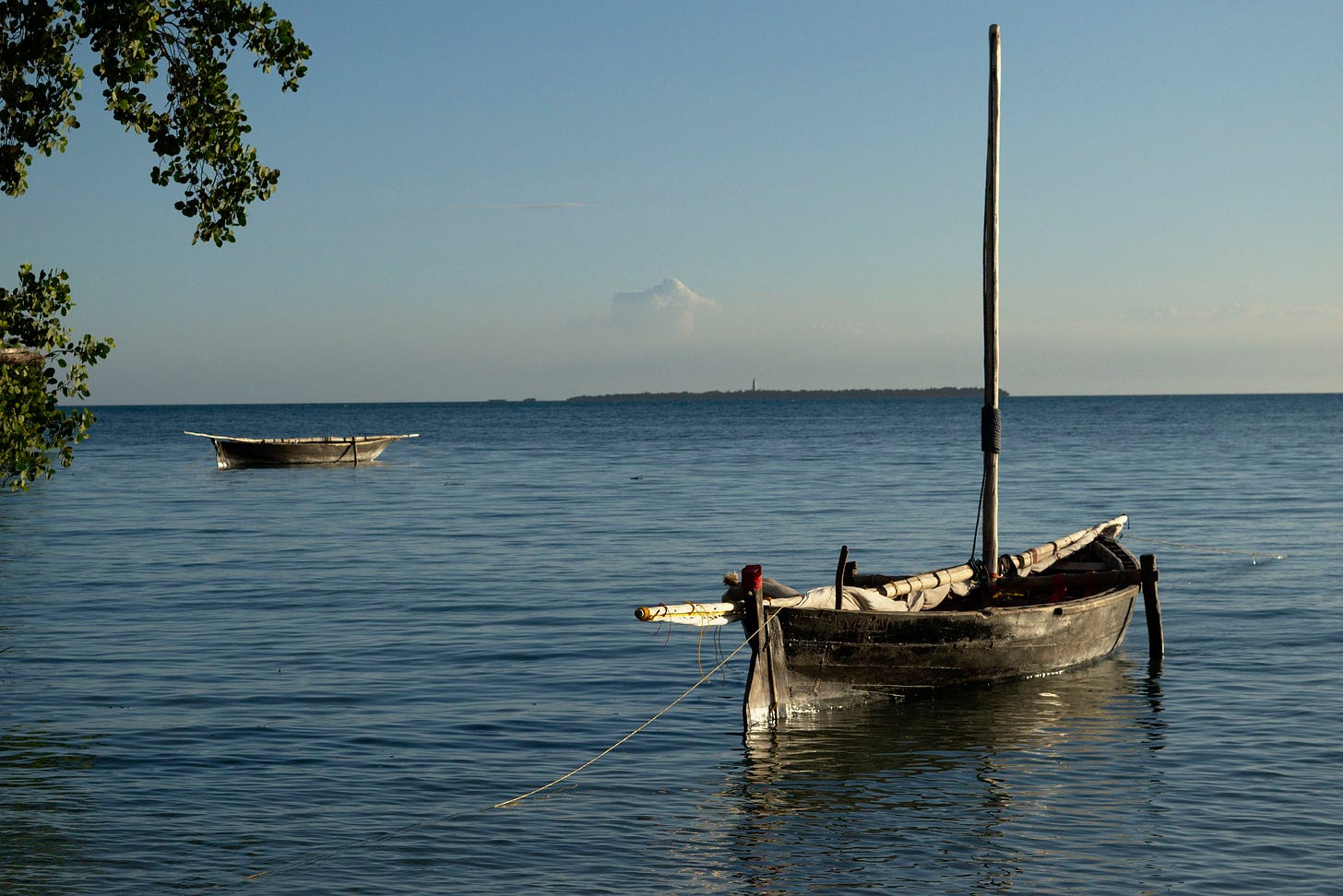 Jahazi at anchor; Zanzibar Island