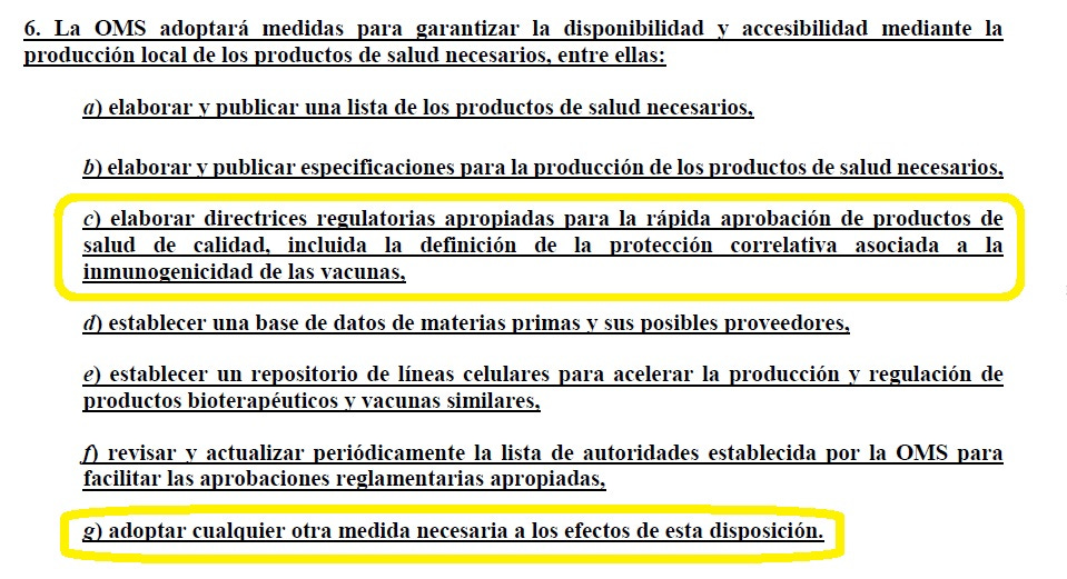 RSI - ARTÍCULO 13 - LA OMS FACILITARÁ LA RÁPIDA APROBACIÓN DE PRODUCTOS DE SALUD Y CUALQUIER OTRA MEDIDA NECESARIA