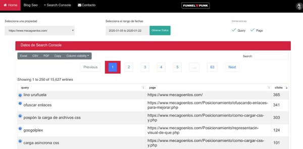 Sobrepasa la limitación de 1000 filas de exportación en GSC con la tool de Lino
