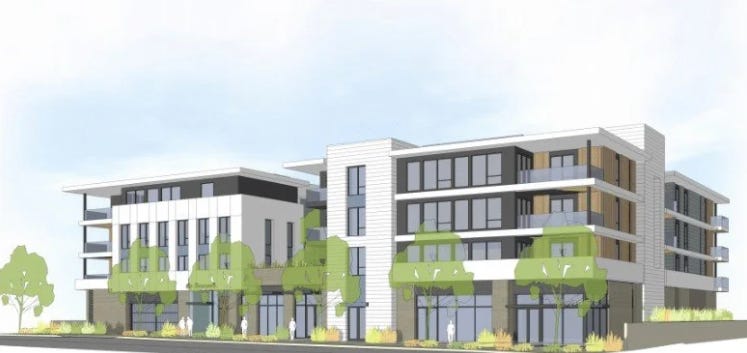A project rendering of Rincon Roosevelt shows a mixed-use proposal on Roosevelt Street in Carlsbad Village. Courtesy image