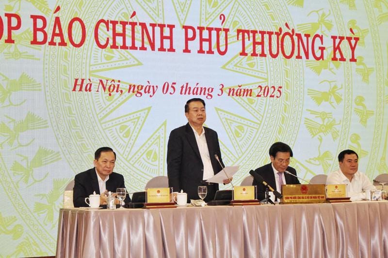 Thứ trưởng Bộ Tài chính Nguyễn Đức Chi thông tin tại phiên họp báo Chính phủ thường kỳ tháng 2/2025. Ảnh: VGP Thứ trưởng Bộ Tài chính Nguyễn Đức Chi thông tin tại phiên họp báo Chính phủ thường kỳ tháng 2/2025. Ảnh: VGP