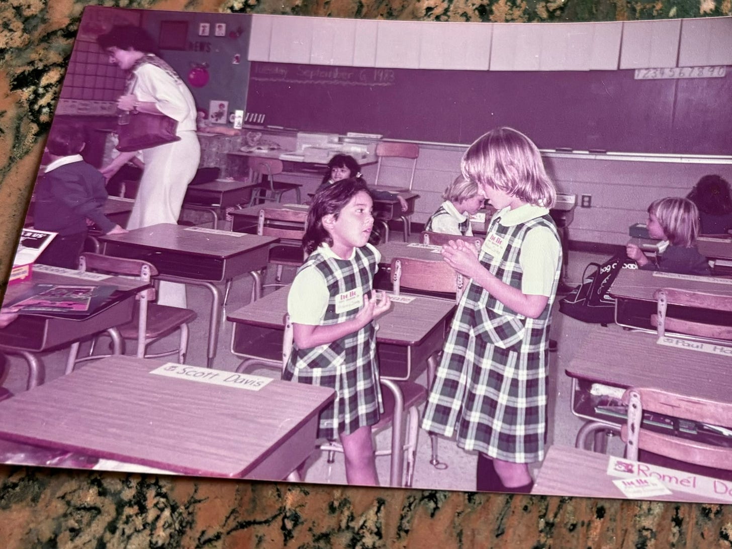 in elementary school, self and best friend