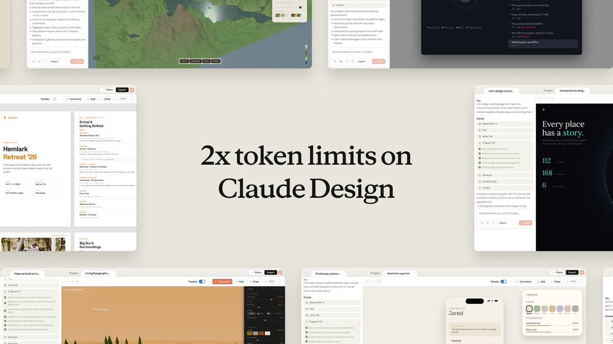 Anthropic verdoppelt Claudes Token-Limits in allen Plänen, Claude Design startet Anthropic verdoppelt Claudes Token-Limits in allen Plänen, Claude Design startet