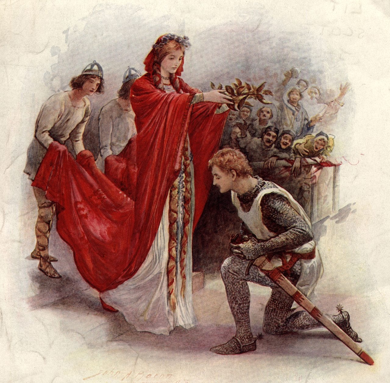 An illustration from Scott's historical novel, <em>Ivanhoe</em> (1820).