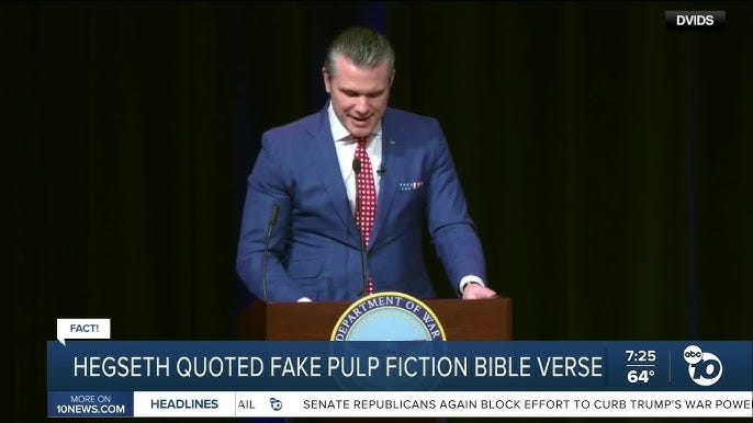 Fact or Fiction: Hegseth quotes fake Bible verse from Pulp Fiction?