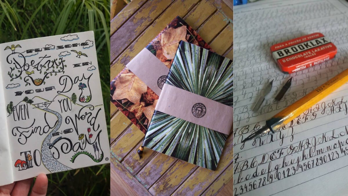 Examples of experiments using lettering, bookbinding or calligraphy..