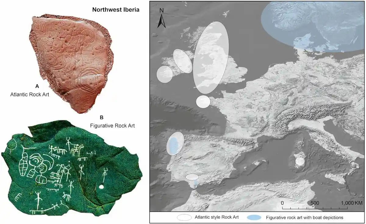 Examples of Atlantic and Figurative rock art traditions in northwestern Iberia