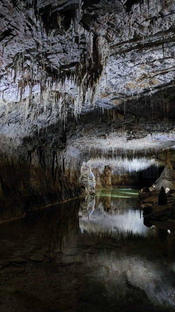 A beautifully lit cave in Choranche, France, with stalagtites trickling down above an underground river. Why do I travel? To explore the liminal places, those under the ground, or high on mountains, those which we do not normally witness. A beautifully lit cave in Choranche, France, with stalagtites trickling down above an underground river. Why do I travel? To explore the liminal places, those under the ground, or high on mountains, those which we do not normally witness.