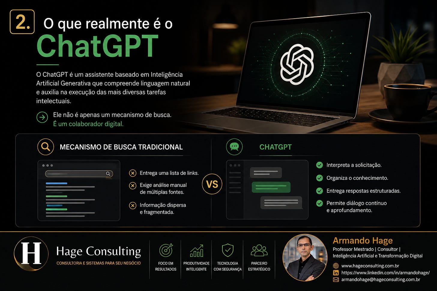 Figura 2 – O ChatGPT vai além de um mecanismo de busca tradicional ao interpretar solicitações, organizar informações e colaborar na execução de tarefas complexas, tornando-se um verdadeiro assistente de produtividade para profissionais e empresas.