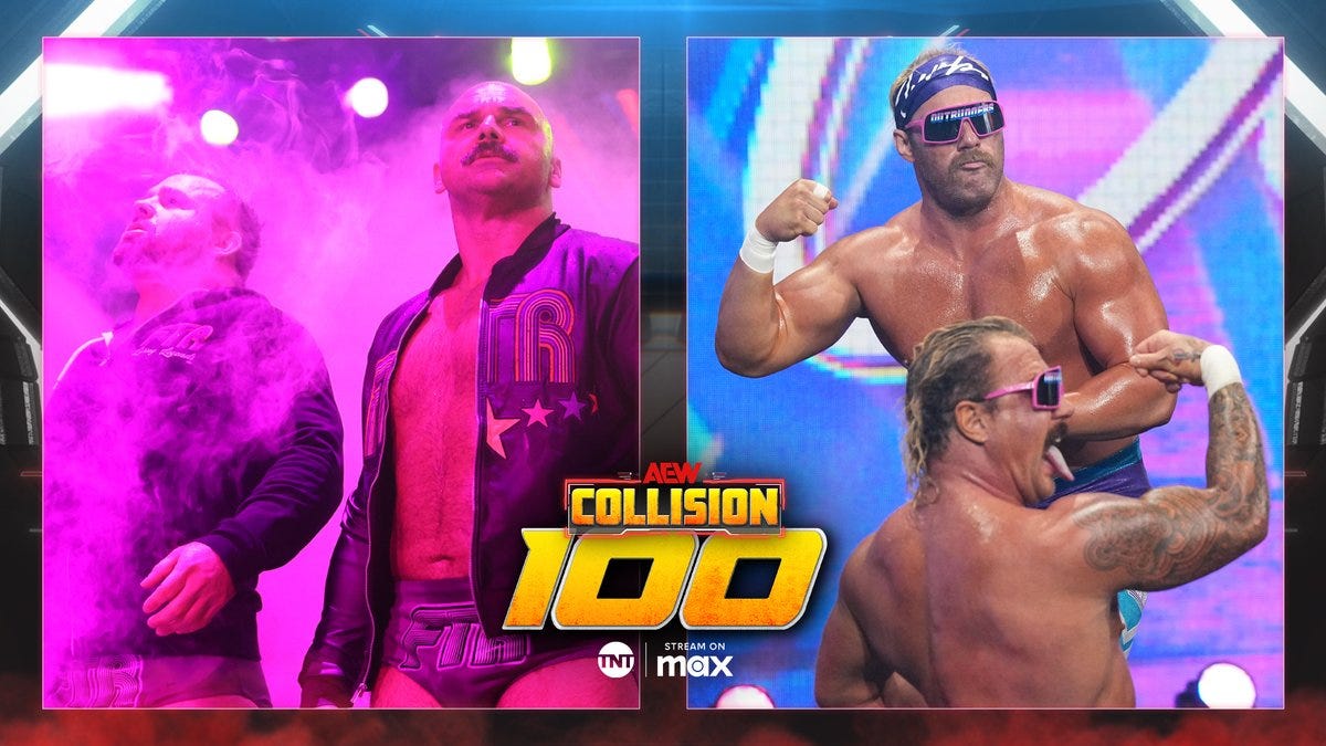 All Elite Wrestling on X: "This Saturday, 7/5 #AEWCollision 100 8/7c on  @TNTDrama + @SportsOnMAX FTR vs The Outrunners @DaxFTR + @CashWheelerFTR  confronted @TruthMagnum + @TurboFloyd_ about their allegiances + The  Outrunners