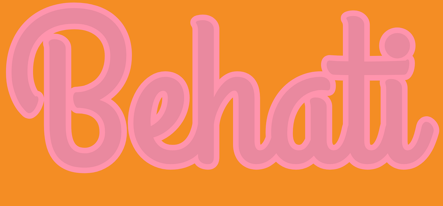Behati, written in pink text