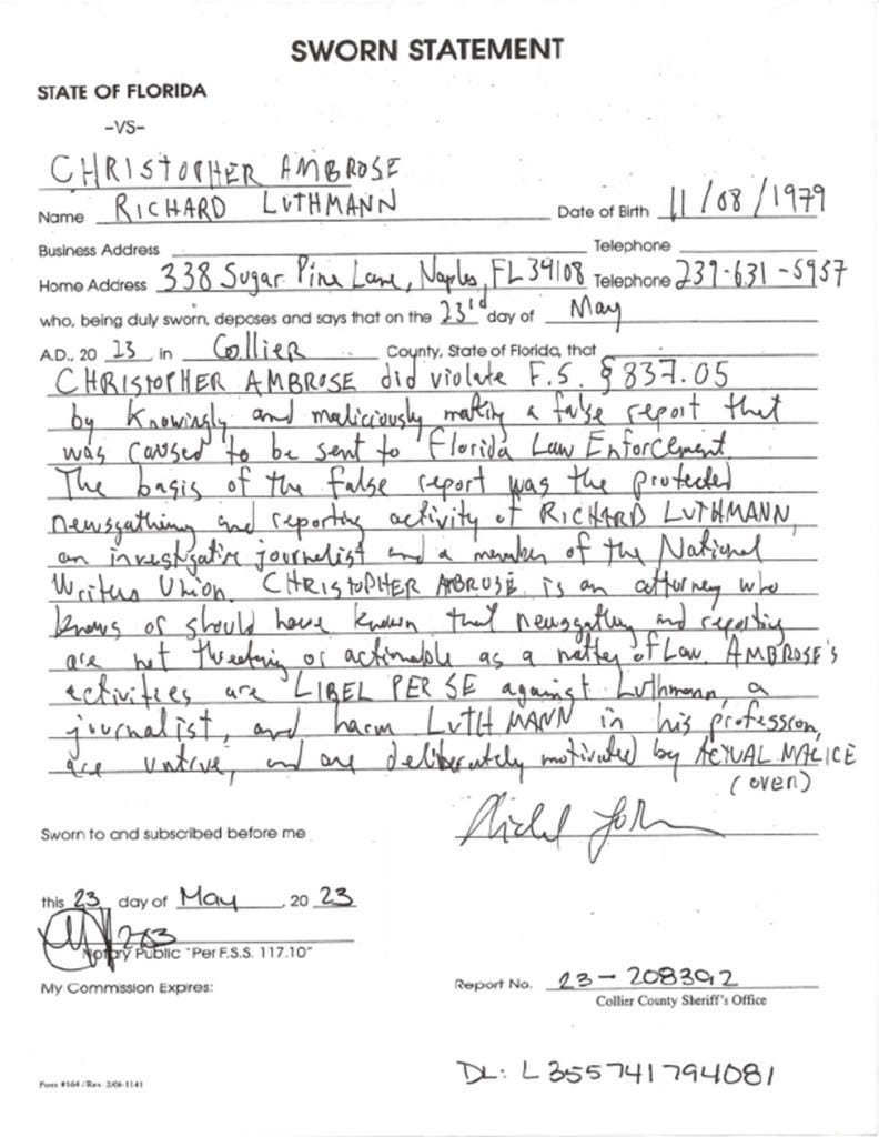 Ambrose Affidavit 1