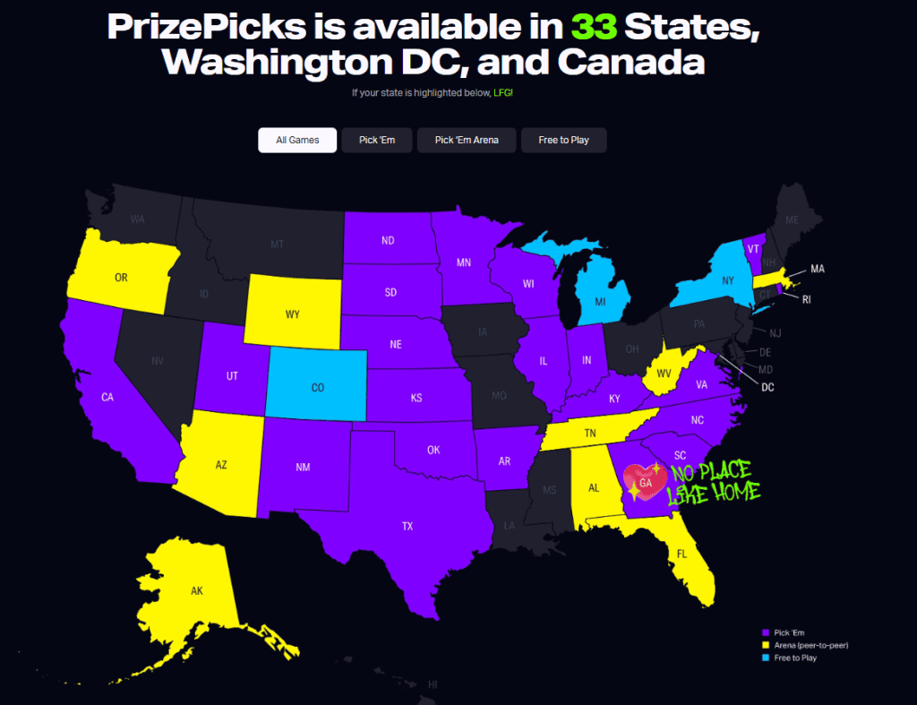 PrizePicks Legal States And Information