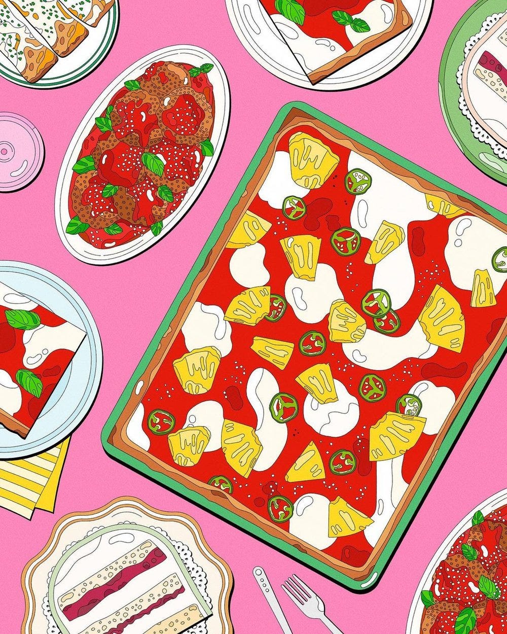 Pizza Illustration Quarter Sheets Marianna Fierro