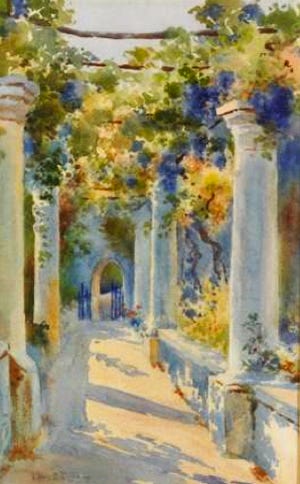 Loggia at Laurelton Hall by Louis Comfort Tiffany Painting by Louis Comfort Tiffany