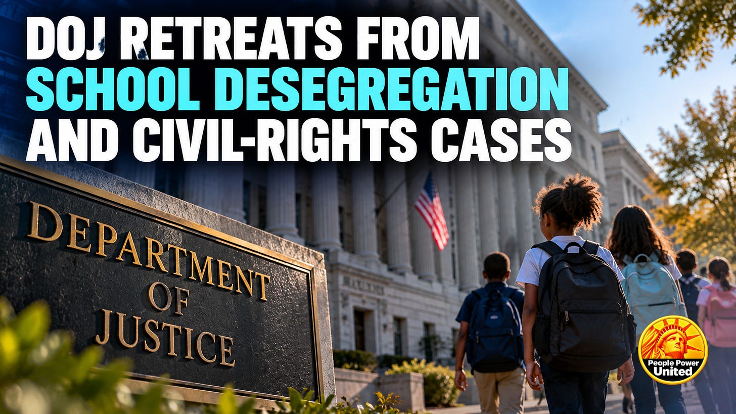 DOJ retreats from school desegregation and civil-rights cases.