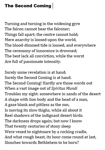 The Second Coming by William Butler Yeats | The Poetry Palace