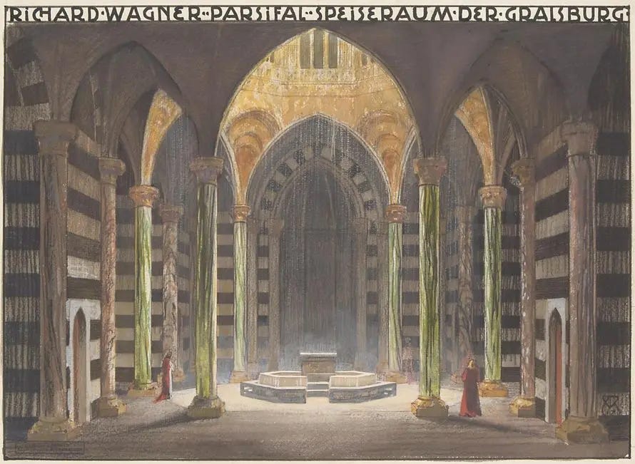 Parsifal: a staging design for the Grail Temple by Alfred Roller, 1913.