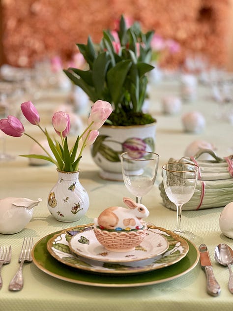 Easter Tablescapes with Herend Figurines and Anna Weatherly China