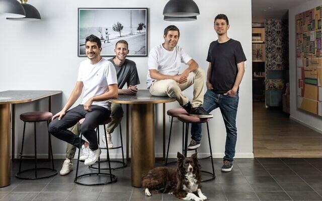 Founders of US-Israeli cyber unicorn Wiz from left to right: VP Product Yinon Costica, CEO Assaf Rappaport, CTO Ami Luttwak, and VP R&D Roy Reznik. (Avishag Shaar-Yashuv)