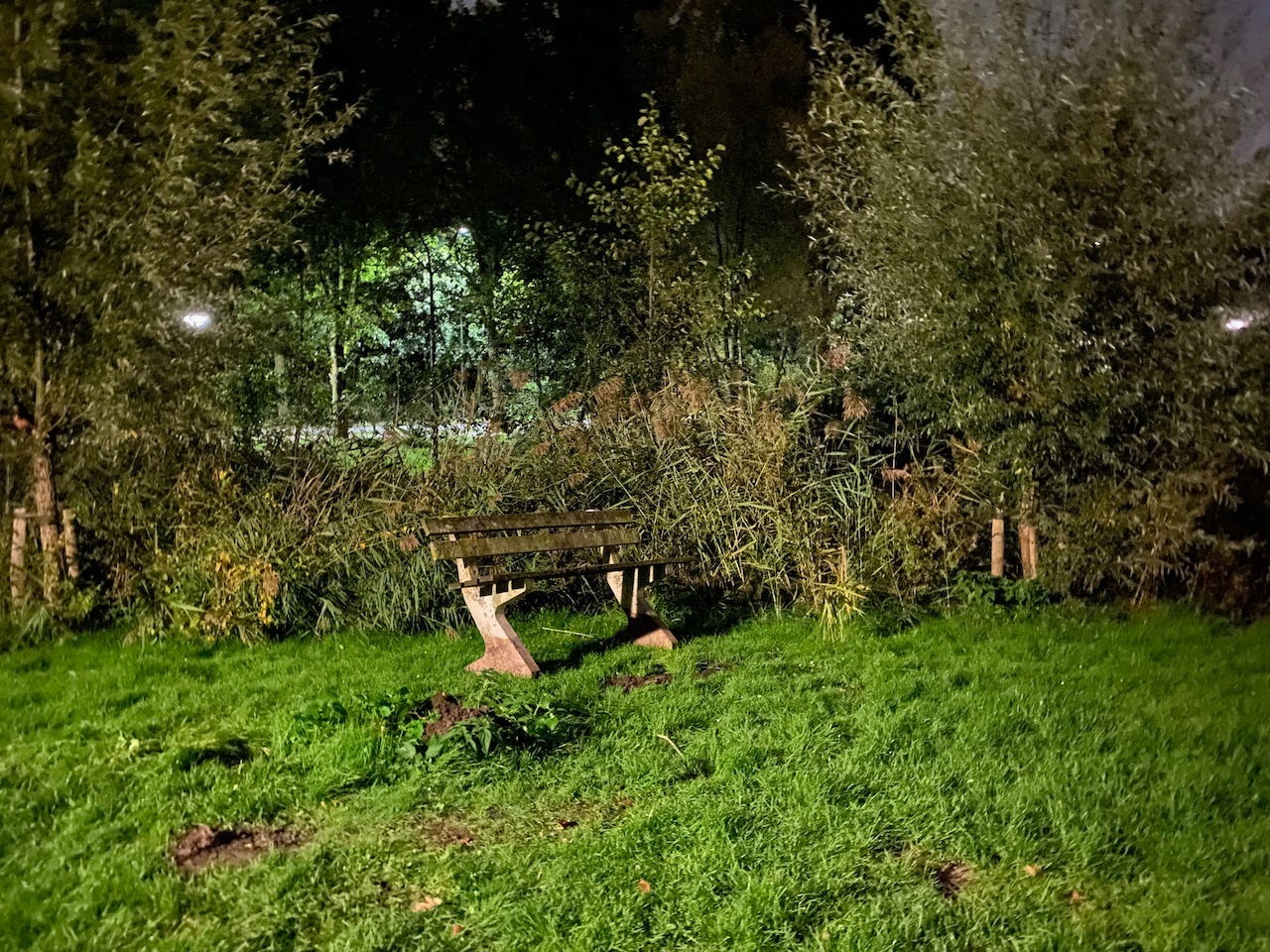 Park bench at night Park bench at night