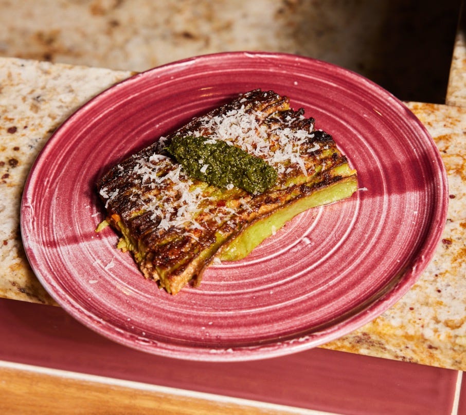 Mustard green lasagna at Walrus Rodeo.