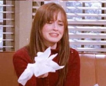 Rory Gilmore weeps on her therapist's couch
