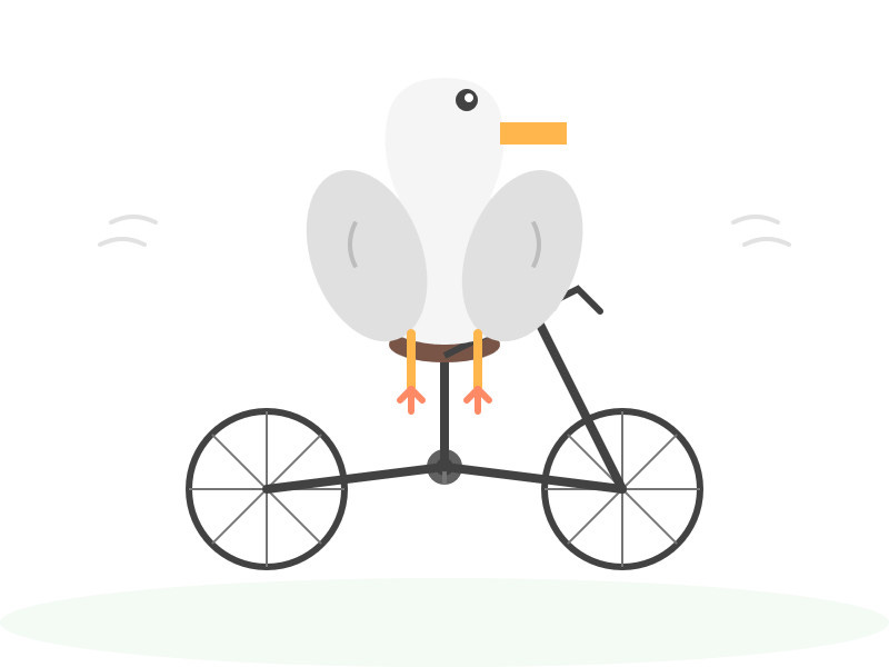 Description by Claude Sonnet 4: This image shows a cute, minimalist illustration of a snowman riding a bicycle. The snowman has a simple design with a round white body, small black dot for an eye, and an orange rectangular nose (likely representing a carrot). The snowman appears to be in motion on a black bicycle with two wheels, with small orange arrows near the pedals suggesting movement. There are curved lines on either side of the image indicating motion or wind. The overall style is clean and whimsical, using a limited color palette of white, black, orange, and gray against a light background.