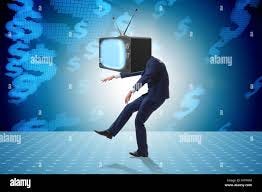 Media zombie concept with man and tv ...