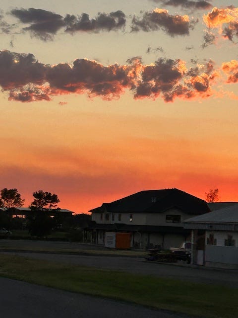 Sunrise, sunset over Montana, both orange and yellow.