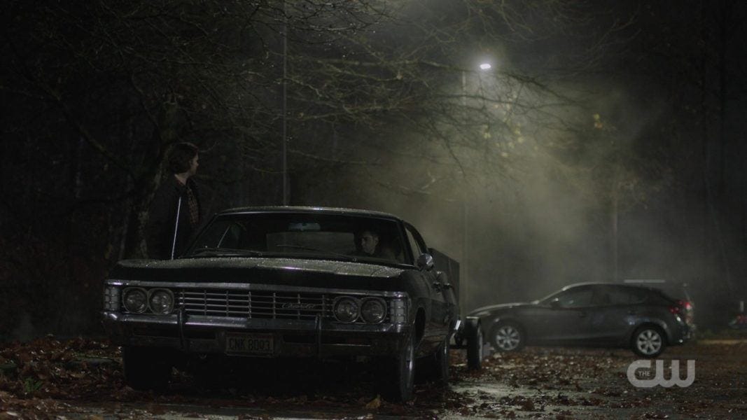 supernatural baby impala dean and castiel get in