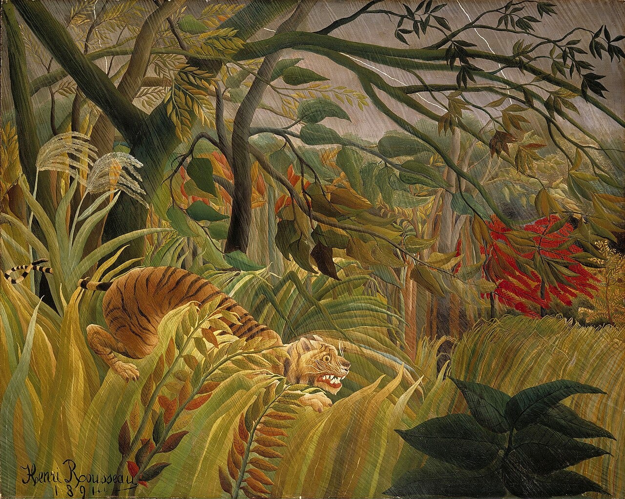 Rousseau tiger jungle storm Rousseau tiger jungle storm