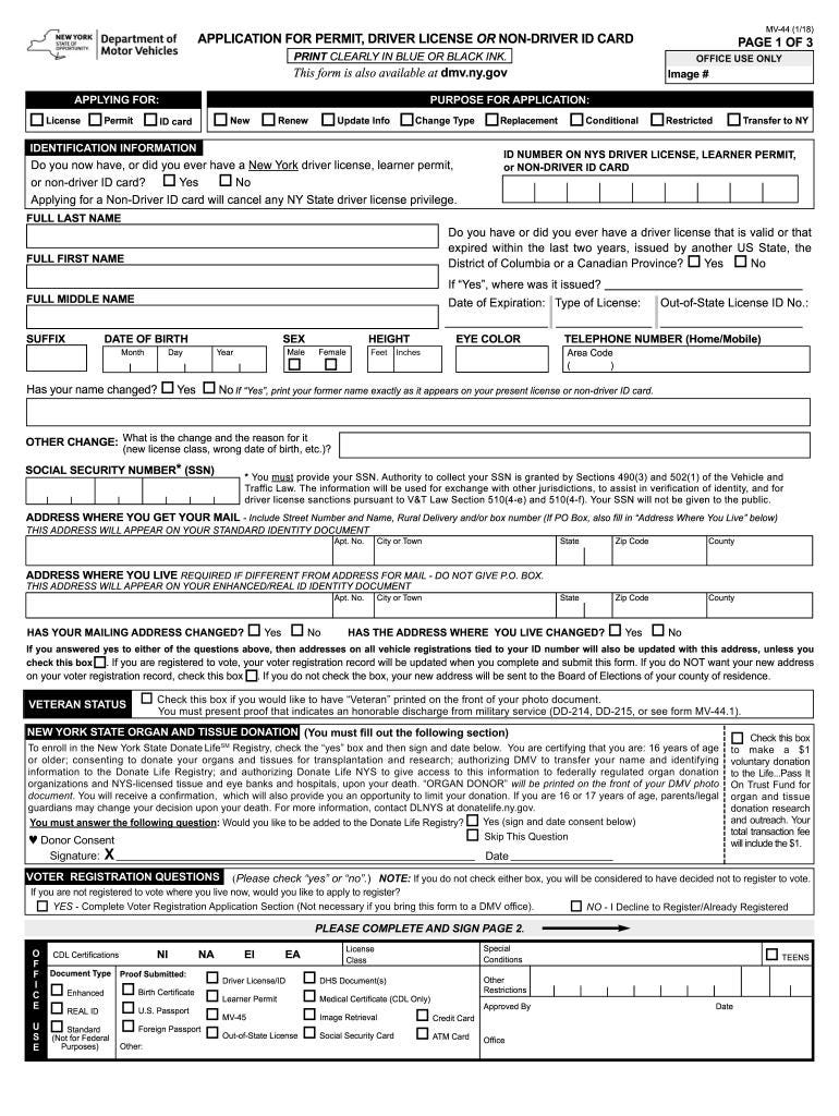 2018 Form NY MV-44 Fill Online, Printable, Fillable, Blank - pdfFiller