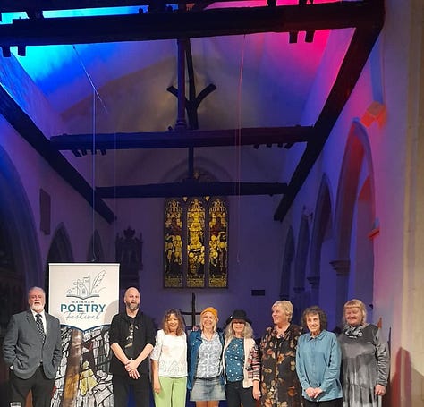 9 images from literary events in Medway. People reading from their books, people watching writers reading from their books. 